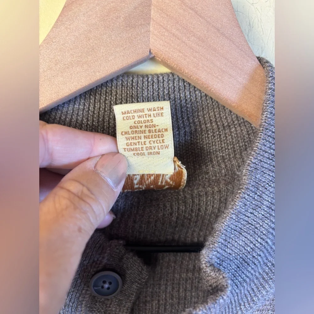 Jos. A. Bank Merino Wool 1/4 Button-Up Sweater Brown Size Medium